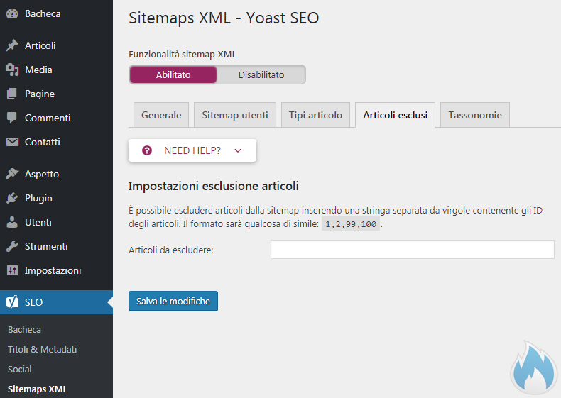 SEO Yoast Guida Completa Sitemaps XML Sitemap Articoli Esclusi