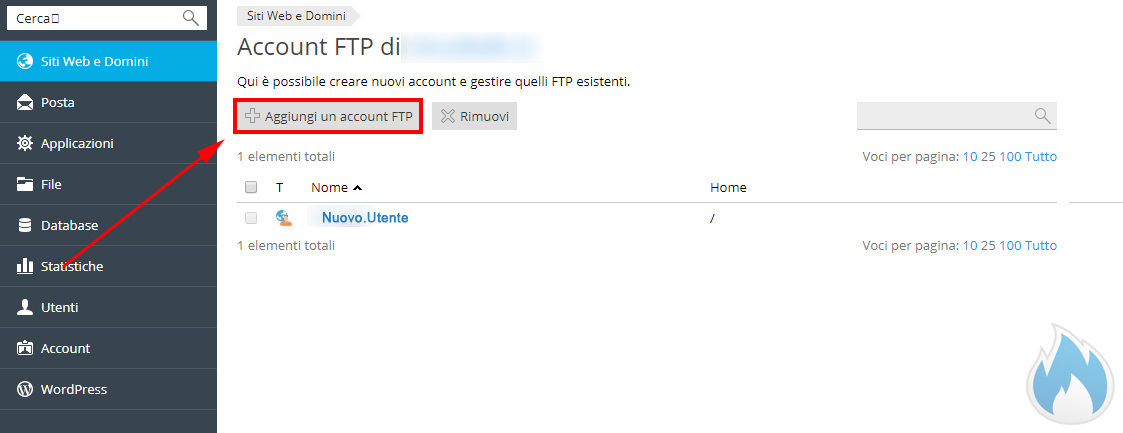 Plesk: Account FTP, Aggiungi Account FTP
